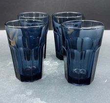Vintage Libbey Gibraltar Dusky Blue Duratuff Juice Glasses 5" Tall - Set Of 4