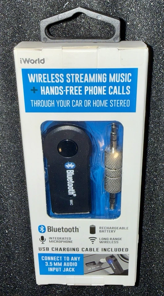 Bluetooth Audio Car Adapter Hands-Free Calls & Home Stereo -3.5mm Rechargeable  - Image 3 of 3