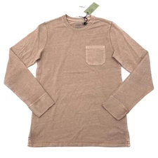 Goodfellow & Co Mens S 100% Cotton Long Sleeve T-Shirt Pocket Peach Orange