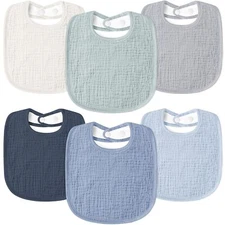 Muslin Baby Drool Bibs 6 Pack Adjustable Square Cotton Bandana Bibs Unisex
