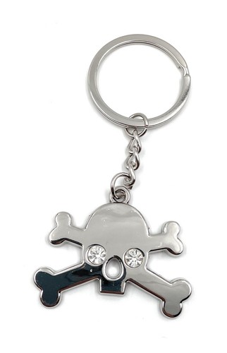 Schlüsselanhänger Totenkopf mit Kristallaugen Metall Anhänger Charm - 第 1/5 張圖片