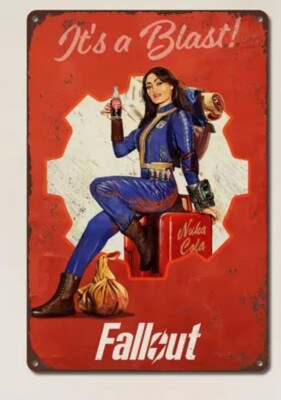 Fallout Nuka Cola Vault Poster, Vintage Metal Sign, new, 12x8