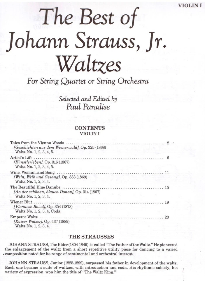 STRING BK.Best of Johann Strauss Jr, Waltzes for Strings, Violin Part, FREE POST - Image 3 of 3