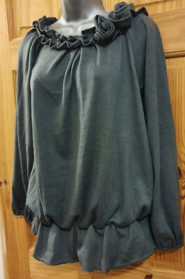 Grey blue unique stylish jumper top, labelled T1, size 10. Never worn.(N)