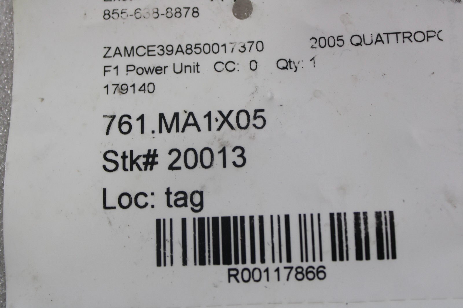 Maserati Quattroporte, Coupe, Spyder, F1 Power Unit, Used, P/N 179140