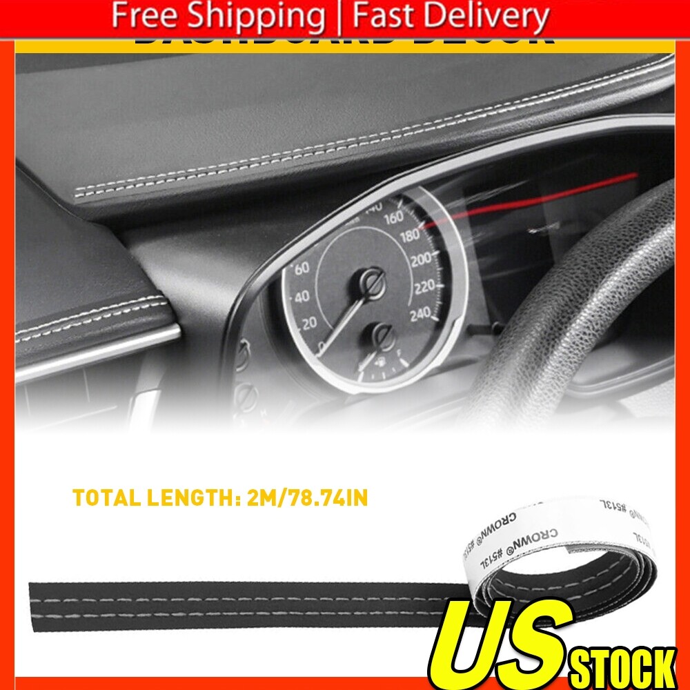 PU Leather Car Dashboard Decor Line Strip Sticker Moulding Trim Decorative White