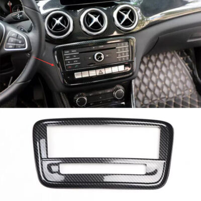 Carbon Fiber Look Middle Console CD Button Frame Trim For 2013-2019 Benz GLA CLA