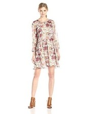 Two By Vince Camuto 120390 Womens White/Purple Floral Sheath Dress Size Small