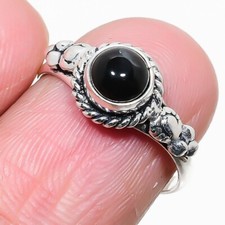 Black Onyx Gemstone Handmade 925 Sterling Silver Jewelry Ring Size 6 US 