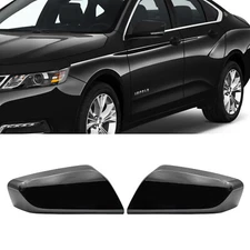 Pair Replace For 2014-2020 Chevy Impala Mirror Cover Cap Trim Shell Gloss Black