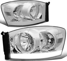 CHROME LED DRL Headlights Assembly For 2006-2009 Dodge Ram 1500/2500/3500 PAIR