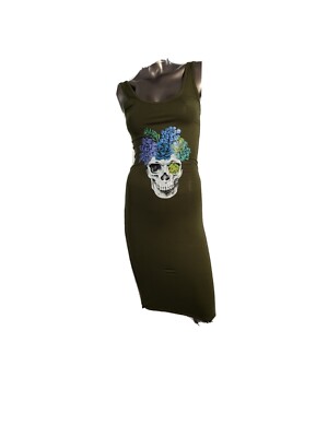 skull bodycon dress Gothic Skull Print Club Party Cami Mini Dress Women's Harajuku Emo Grunge Punk Backless Lace Trim Mini Bodycon Dress