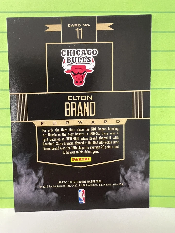 2012-13 Panini Contenders Rookie Remembrance Elton Brand #11 Chicago Bulls - Image 2 of 2