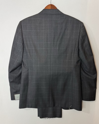 CANALI New Label 13290/37 Gray Window Pane 2 Button Suit Size 38 R #273 - Picture 3 of 13