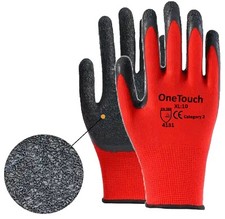 24 Pairs PREMIUM LATEX COATED Red/Black Workwear Gloves for Builder Gardener