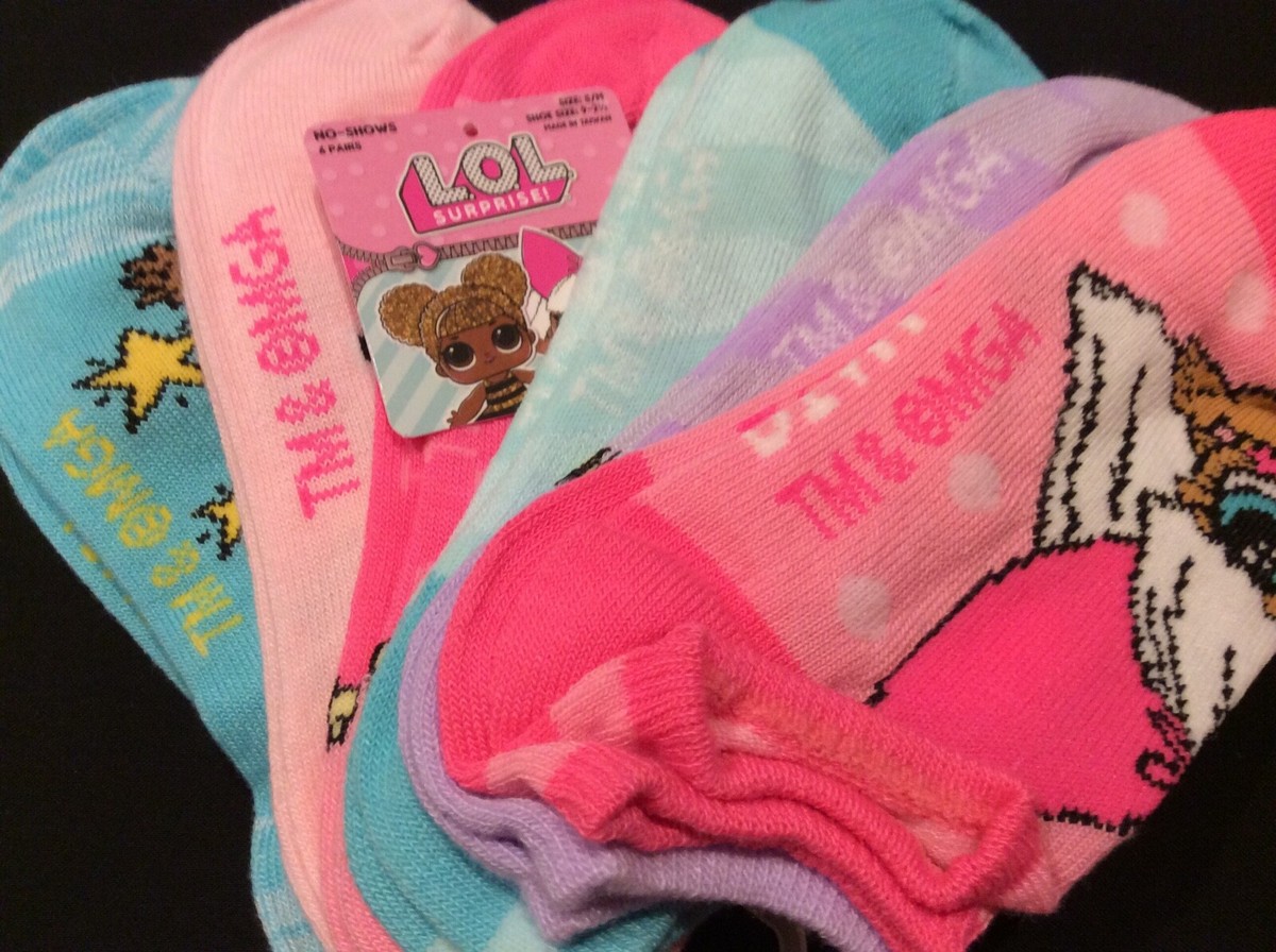 Chaussettes No Show LOL GIRLS, Taille 9 (4-5), 100% Coton, Neuves Avec étiquettes (MGA)