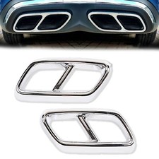 Gloss Silver ABS Plastic Exhaust Muffler Tip Cover Fits 22-25 W206 C200 C300
