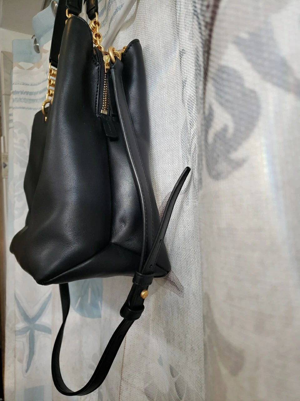Borsa Tory Burch Lily in pelle nera con manico a catena vendita al dettaglio $598 nuova