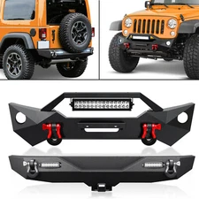 With LED Lights Rear /Front Bumper For 2007-2018 Jeep Wrangler JK JKU Unlimited