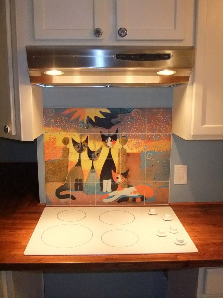 Art Mural Ceramic Cat Bath Backsplash Tile #64 | eBay