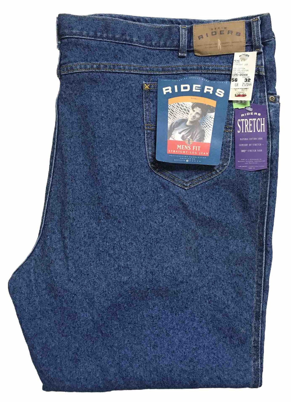 S Jeans Sz 56x32 Straight Leg Indigo Blue Big & Tall