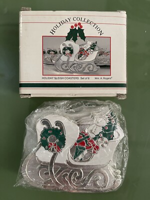 William A Rogers Holiday Sleigh Coasters