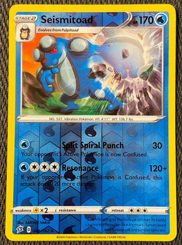 Seismitoad 046 192 Rebel Clash Set REVERSE HOLO Rare Pokemon Card NEAR 