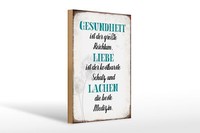 Holzschild Spruch 20X30 Cm Gesundheit Liebe Lachen Medizin Schild Wooden Sign