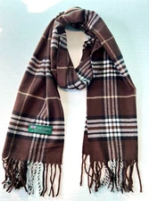 Men' Womens Winter Warm SCOTLAND Made 100% CASHMERE Scarf Plaid Dark Brown #W103