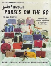 26 Vtg Macrame Handbag Clutch Patterns Judy's Purses on the Go Craft Book PD1048
