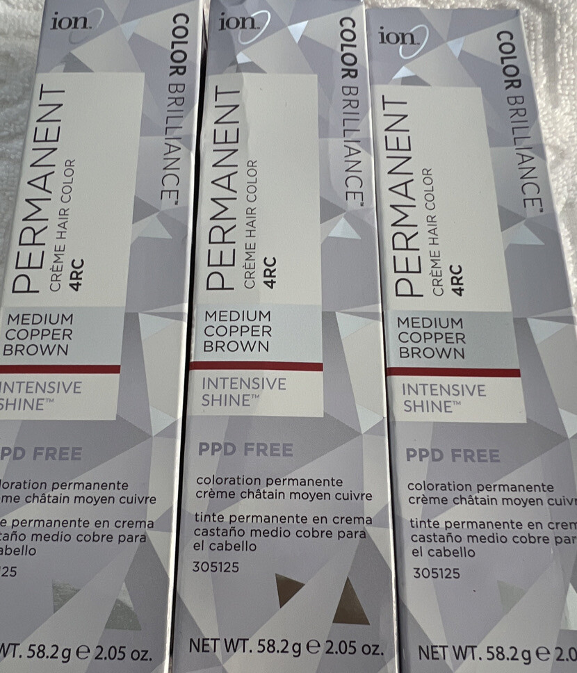 ION PERMANENT CREME HAIR COLOR 4RC MEDIUM COPPER BROWN INSTENSIVE SHINE