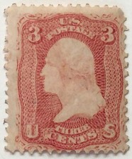 George Washington 3 Cent Circa 1861 Rose Pink Stamp Rare