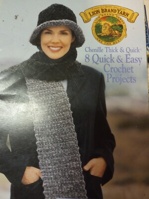 LION BRAND YARN Chenille Thick & Quick 8 Quick, Easy Crochet Projects BOOKLET O5