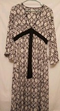 KATE SPADE Dream A Little Dream Nightgown Black White Empire Waist Satin Sz M