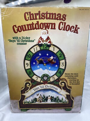 Christmas Countdown Mantel Clock 24 Days Til Christmas Costco W/box Works