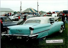 1957 Oldsmobile 88 Holiday Coupe Light Blue White Top R Car Show Photo 3.5x5 1957 Oldsmobile 88 Holiday Coupe Light Blue White Top R Car Show Photo 3.5x5