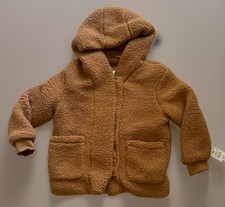 NWT Cat And Jack Youth Light Brown Sherpa Zip Up Coat/Size:M 8