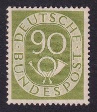 WEST GERMANY 1952 Posthorn 90pf Yellow-Green SG 1060 MLH/* (CV �700)