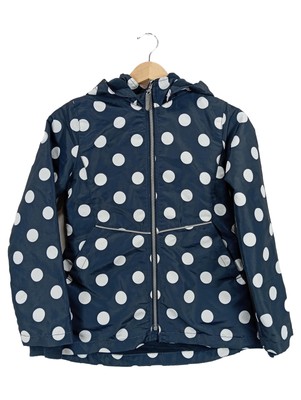 basic needs Kinder Regenjacke Gr. 140 Blau Punkte Kapuze Outdoor