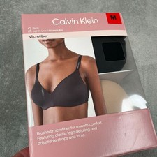 Calvin Klein 2-Pack Lightly Lined Wireless Bras Medium Microfiber NWT 6608