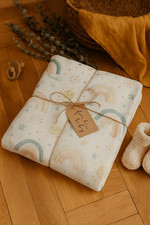 Pastel Rainbows and Sunshine Minky Blanket  Nursery Throw