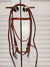 New Double Stitched Western Horse Bridle W/ Reinsman Snaffle Bit  Split Reins