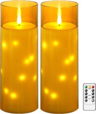 11" X 4" Large Outdoor Waterproof Flameless LED Candles with Remote and Timer,Ac