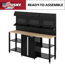 Ready-To-Assemble 80 In. W X 19.5 In. D Steel Garage Workstation in Black
