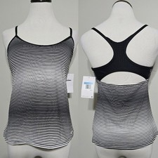 Nwt Nike Swim Women's Tankini Top Size M Racerback Black White Striped 68