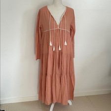 Christy Dawn Boho Tassel Tie Dress in Rust
