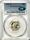 1942-D Mercury Dime - PCGS MS67FB CAC - Full Bands Gem BU Silver 10C Denver