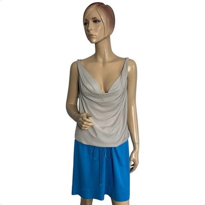 Diane von Furstenberg Cowl Neck Colorblock Drawstring Dress Size 14