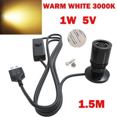 USB Mini Spotlight 1W DC5V Warm White 3000K Surface Mounted LED Downlight NEW