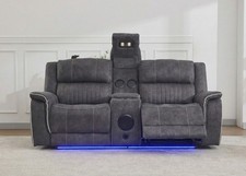 Geneva Pro Fabric Electric Recliner 2 Seater Sofa With CupHolders/Speakers/USB